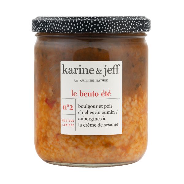 bento collection eté - boulgour et pois chiches au cumin / aubergines à la crème de sésame - 1